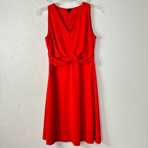 Ann Taylor Dresses & Skirts - Ann Taylor Dress Solid Orange Bold Vibrant‎ Lined Cross Wrap Waist Career Knit
